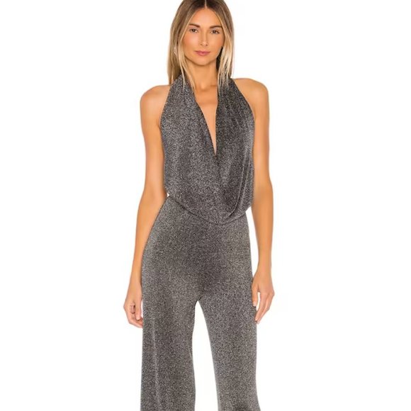 Revolve Superdown Jumpsuit Size Small Metallic Silver - WORN ONCE! - Picture 2 of 10
